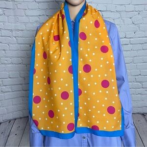 Liz Sinclair Vintage Orange Pink Polka Dot Scarf Made in Italy
